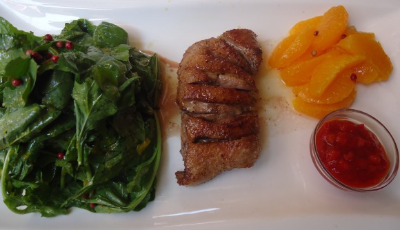 Duck with roka salad at Can Oba